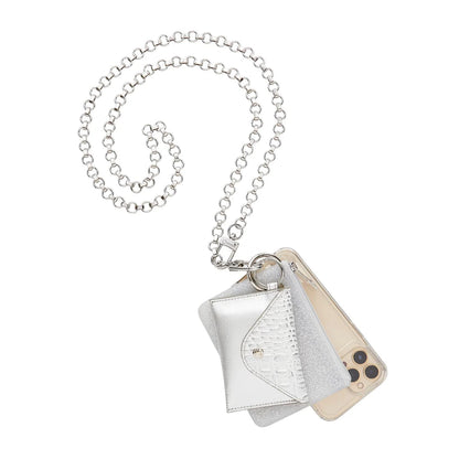 Phone Crossbody with Silver Metal Chain - Hands-Free Phone Chain