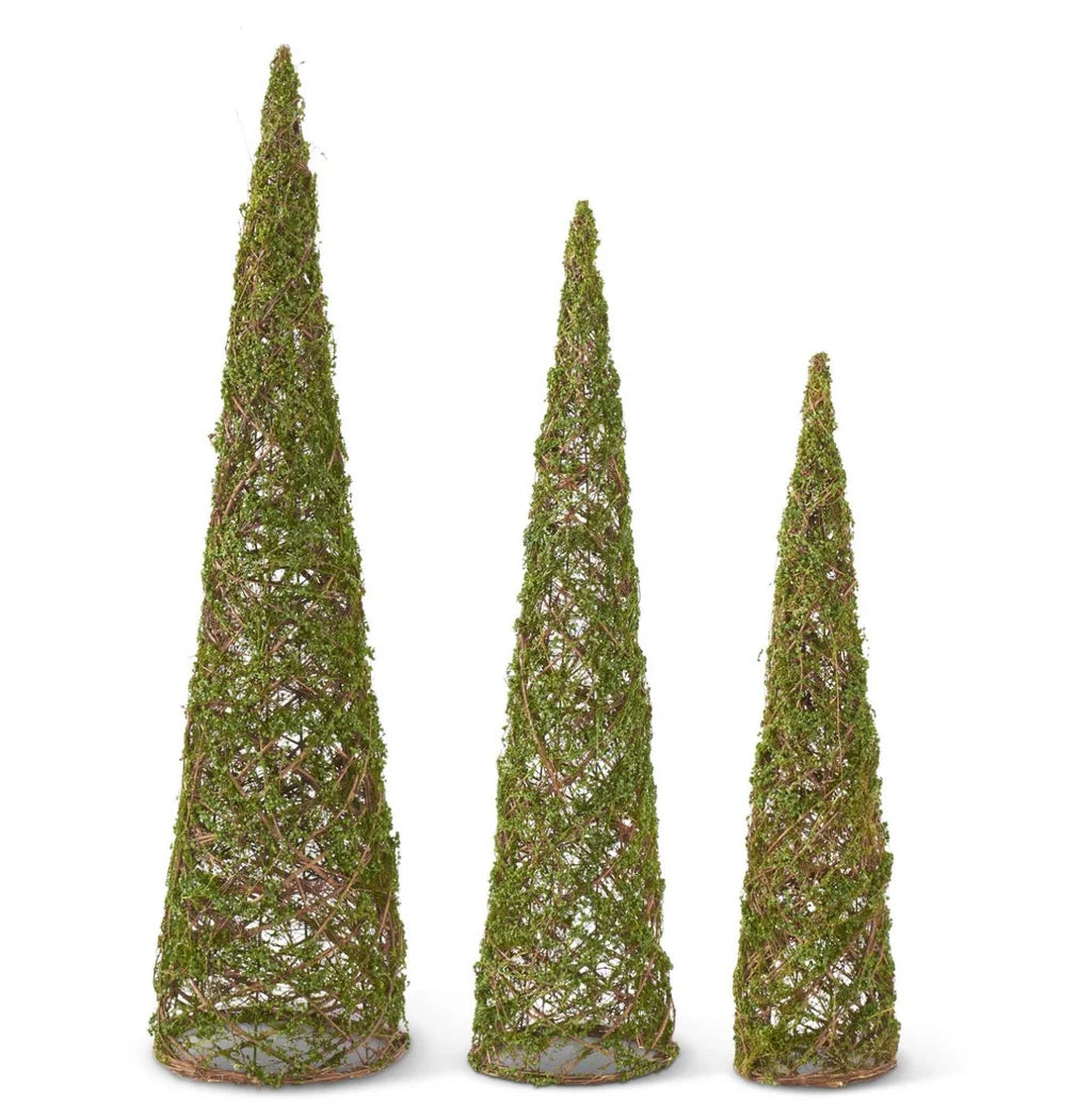 Faux Moss & Twig Cone Tree, Green