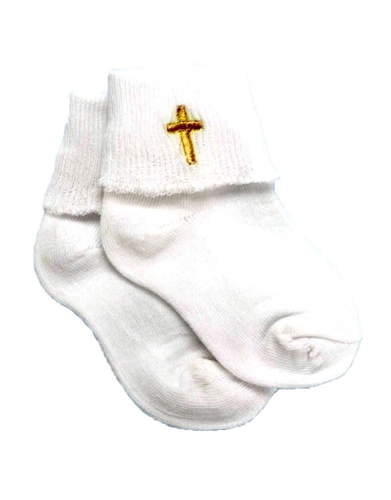 Cross Embroidered Baptismal Socks