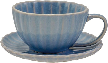 Ribbed Stoneware Mug - Light Blue