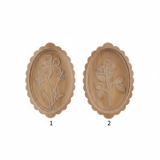 Botanical Wood Scalloped Wall Plaques
