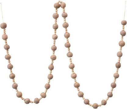 Handmade Wool Felt Ball & Plastic Bead Garland