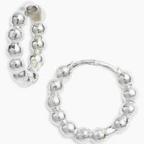 Silver Beaded Mini Huggie Hoop Earrings
