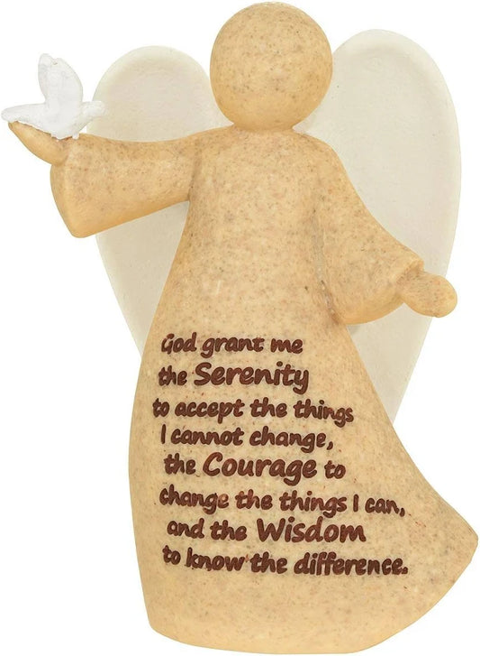 Serenity Prayer Stone Finish Angel Figure