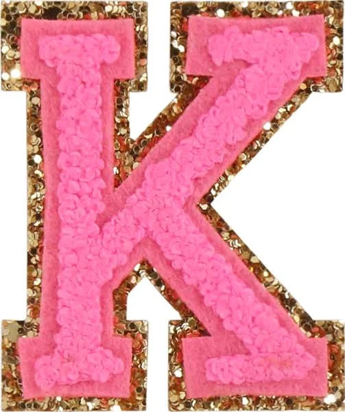 Glitter Varsity Letter Patch - Guava