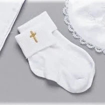 Cross Embroidered Baptismal Socks