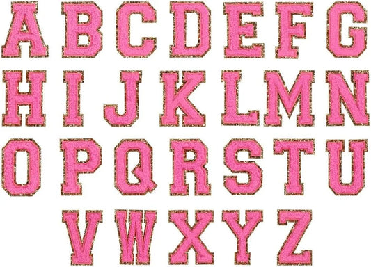 Glitter Varsity Letter Patch - Guava