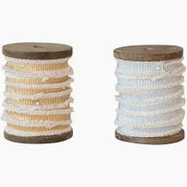 10 Yard Cotton Ribbon on Wood Spool with Metallic Threads