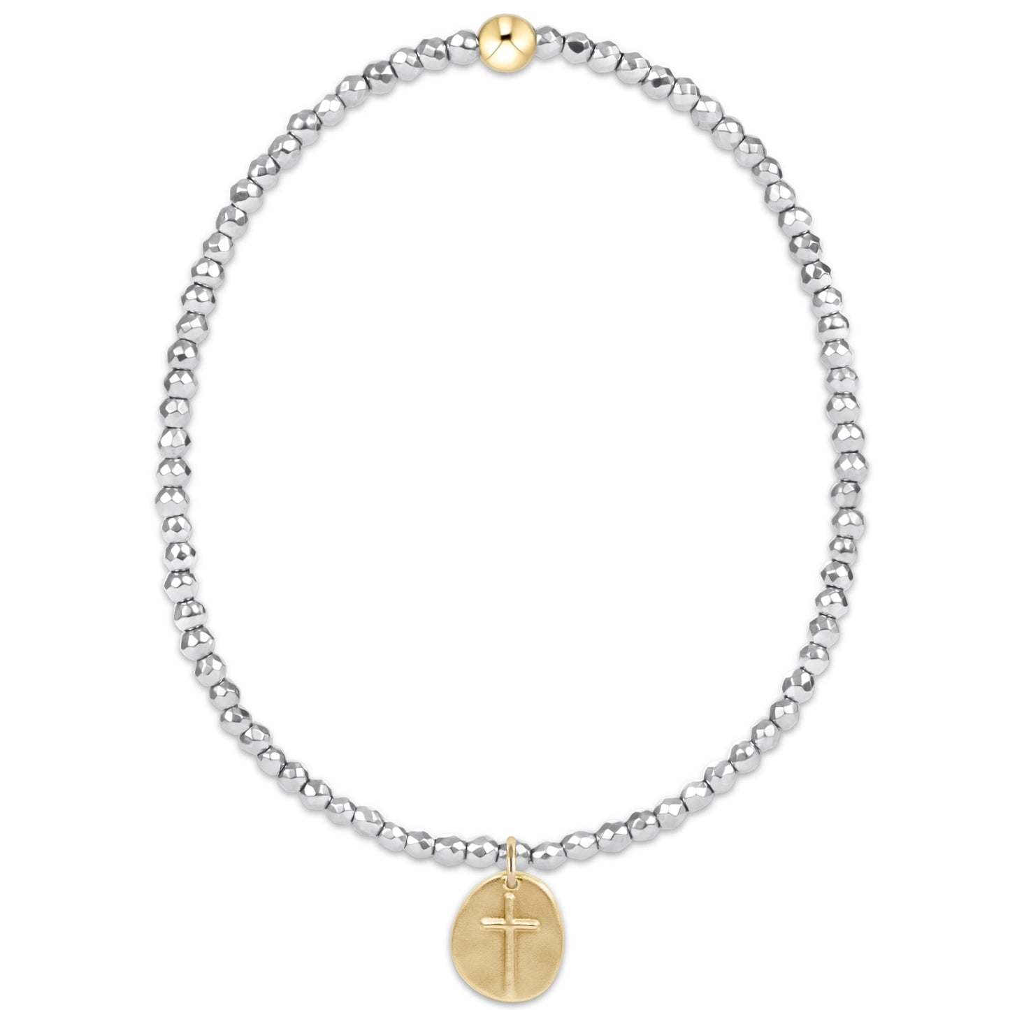 Silver Hematite 2mm Bead Bracelet - Inspire Small Gold Charm