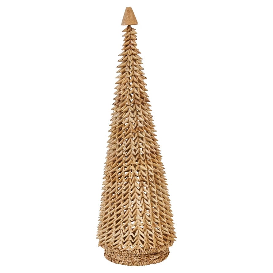 Handmade Buri Palm Cone Tree with Wood Bead