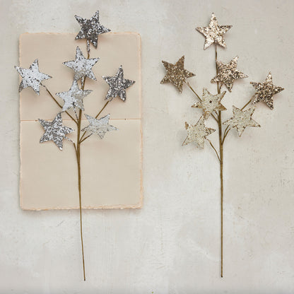 22"H Paper Star Spray, Gold Glitter Finish