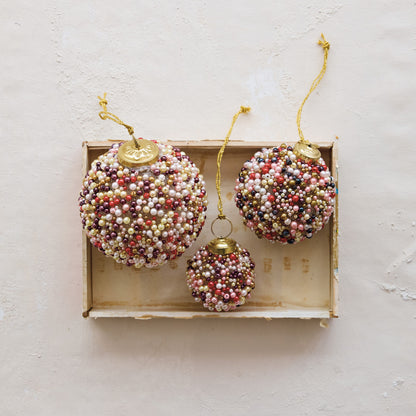 Beaded Glass Ball Ornament (Each One Will Vary)