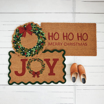 Natural Coir Wreath Shaped Doormat with Bow