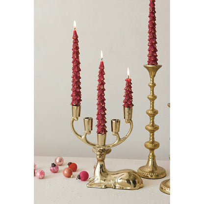 Cast Aluminum Deer Candelabra, Gold Finish (Holds 5 Tapers)