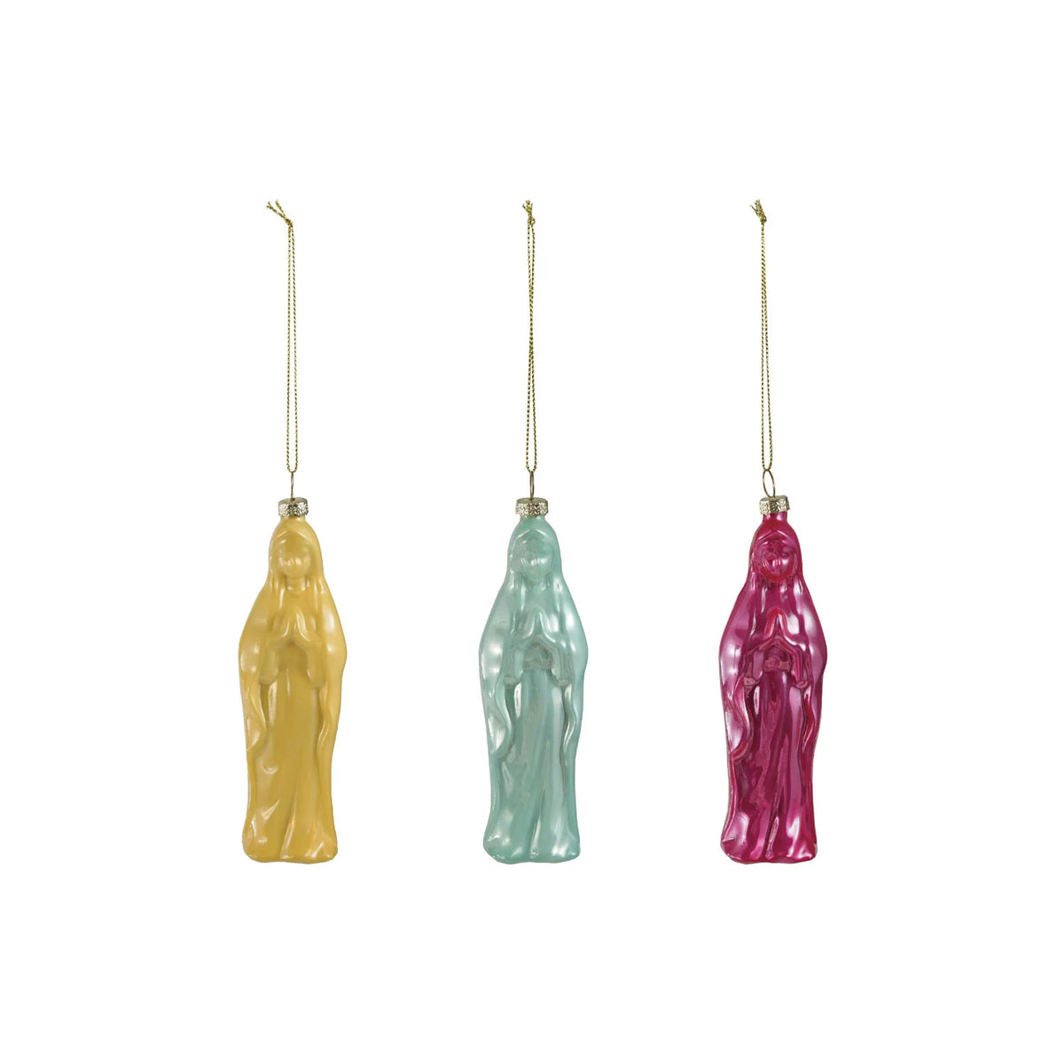 Glass Mary Ornament, 3 Iridescent Colors